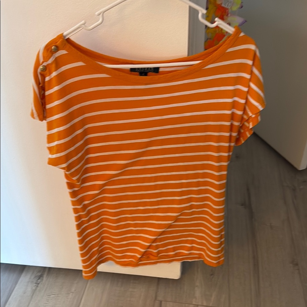 Lauren Ralph Lauren Orange Fitted Dolman Sleeve T-Shirt